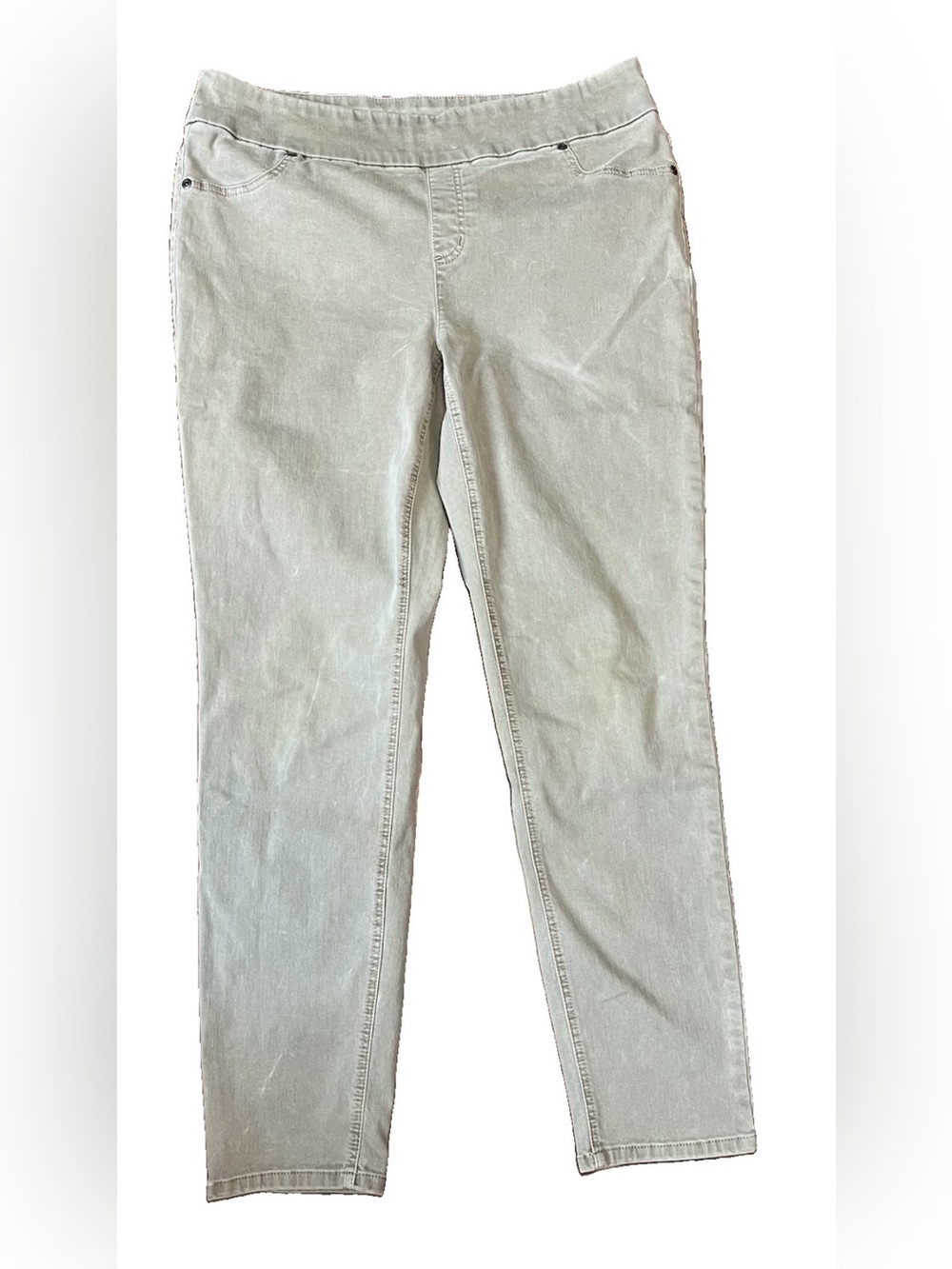 PERFECT STRETCH BY CHICO'S Light Olive Green Pull On Jegging Jeans Sz 2 (L 12)